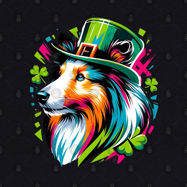 Shetland Sheepdog Embraces Saint Patrick's Day Spirit by ArtRUs